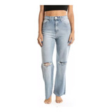 Pantalon Jean Rusty Rivera Hi Wide Leg Celeste Claro