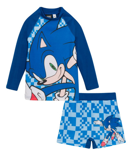 Conjunto Uv Sonic Thehedgehog Protección Solar Original Sega