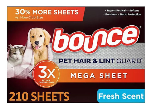 Bounce Pet Toallitas Para Secadora Mascotas 210pzs Importado