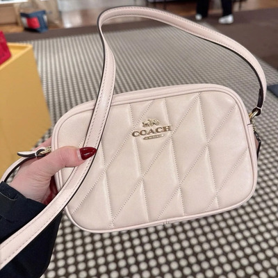 Bolsa Crossbody Coach Camera Bag Jamie 100% Original Rosa Claro Lisa Oro