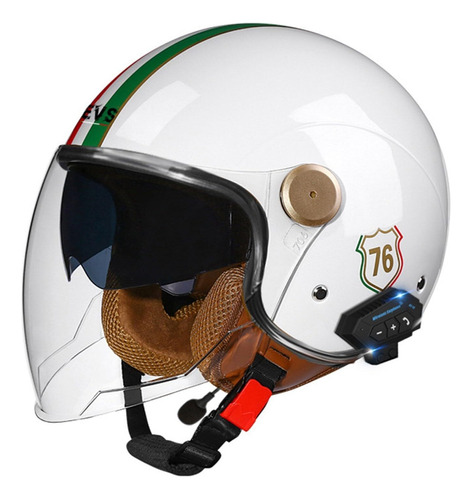 Medio Casco Retro De Motocicleta Bluetooth, Cascos Abiertos