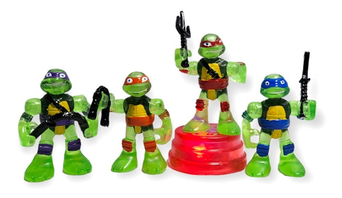 Tortugas Ninja 4 Colección 10cm Alto Flexibles Con Armas 