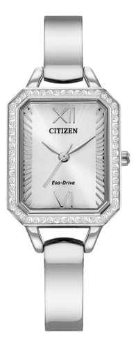 Reloj Citizen Eco Drive Crystal Stainless Steel Dama E-watch Color De La Correa Plateado Color Del Bisel Cristal Color Del Fondo Plateado