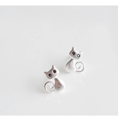 Aros De Gatos, Plata 925, Minimalista, Gatitos, Regalos.