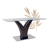 Mesa Stylish Living Comedor 180x90 Cm Vidrio Base De Acero