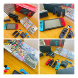 Nintendo Switch Completo Com Acessórios (case, Protetores De Controle, Fones, Porta Jogos)+ 3 Jogos 