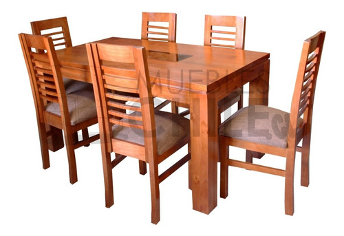 Comedor 6 Sillas Rectangular Con Vidrio / Muebles Chile