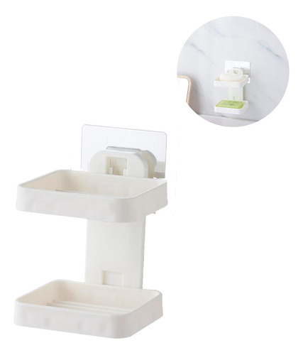 Jabonera Adhesiva Doble Desmontable Baño Ducha Accesorios 