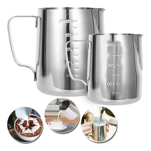 Jogo 2 Jarras Leiteira Cremeira Pitcher Inox 600ml E 350ml