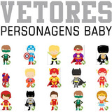 Vetores Cute Baby Personagens Heróis Princesas Disney Corel