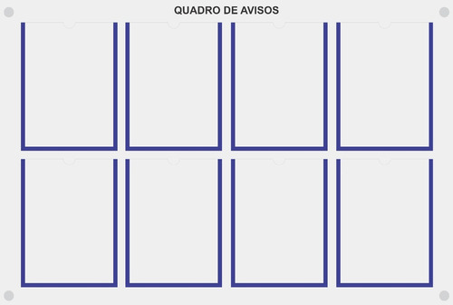 Quadro De Aviso Gestão 8 Displays Vertical A4 De Acrílico Cor Branco Cor Da Armação Azul