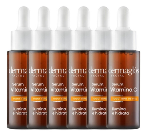 Combo X6 Dermaglos Serum Facial Vitamina C 25 Ml