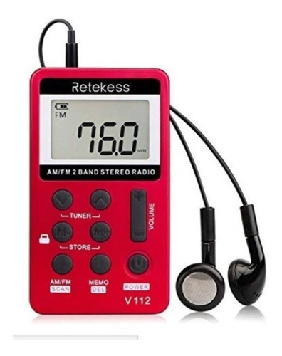 Mini Rádio De Bolso Digital Retekess V-112 Am/fm Vermelho