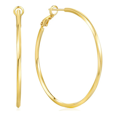 Arracada Torcido De Oro 14k Estilo Torsal Arete Grandes 50mm