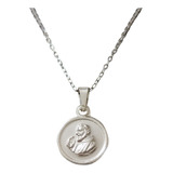 Collar Cadena Padre Pio San Pio Mujer Niños G Plata 925 + Ca