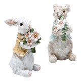 2x Decoración De De Pascua Estatua De Conejo Regalos De