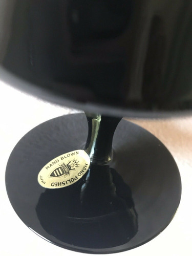Copa Negra Vintage Japón Mystique Mano & Pulido Soplado Vino