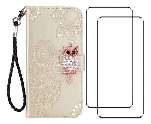 Funda Tipo Cartera De Piel Con Purpurina For Samsung Galaxy