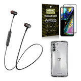 Kit Capinha Moto G82 + Fone Bluetooth Hs-615 + Película 3d