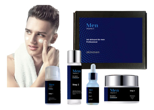 Kit Skincare Para Hombre Limpiador + Tónico + Serum + Crema