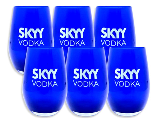 Vaso De Vidrio Azul Skyy Vodka Caja X6u 400ml