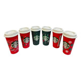 Set 6 Vasos Starbucks Reusables Holidays Cambia Color Hot Color Surtido Navidad
