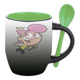 Mug Magico Con Cuchara Dibujos Animados   R59