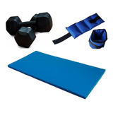 Set Kit Gym Colchoneta Tobilleras 1k + Pesas 1kg Servicegym