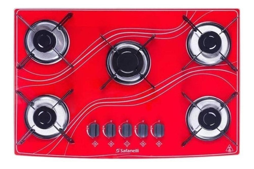 Fogão Cooktop Gás Safanelli 5 Bocas Vermelho 