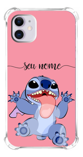 Capa Capinha Personalizada Nome We Love Stitch Rosa 2