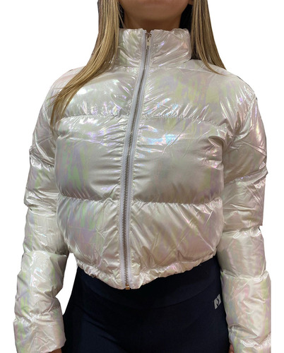 Campera Puffer Metalizada Corta Mujer Abrigo Importada Moda