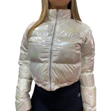 Campera Puffer Metalizada Corta Mujer Abrigo Importada Moda