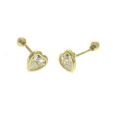 Arete Broquel Bisel Corazon 5mm Oro 10k Kt / Niña Mujer