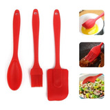 Kit Colher Pincel Espátula Em Silicone P/ Cozinha Utensílios