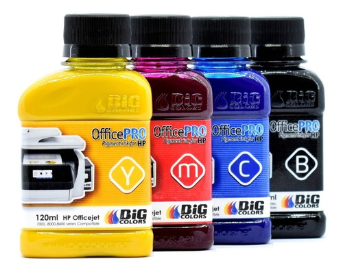 Tintas Officepro Pigme Bigcolors Para Hp Combo 120ml X4 Tank