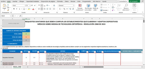 Plantilla Excel Autoevaluación Resolución 2968/2015