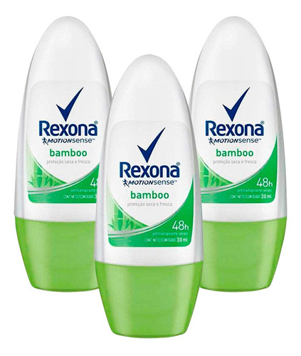 Antitranspirante Rexona Bamboo Roll-on 30ml (kit Com 3)