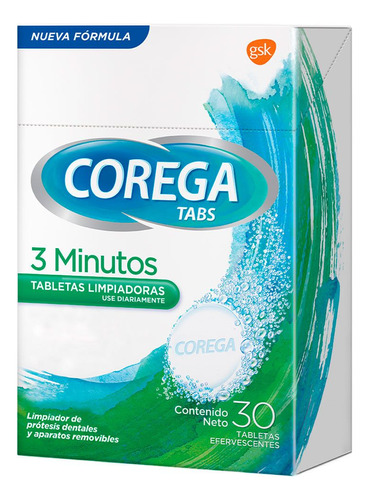 Corega Tabs 30 Tabletas Efervescentes Limpia Protesis Dental