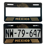 Par De Marcos Portaplacas Escudo Mexico Tipo Europeo Ancho