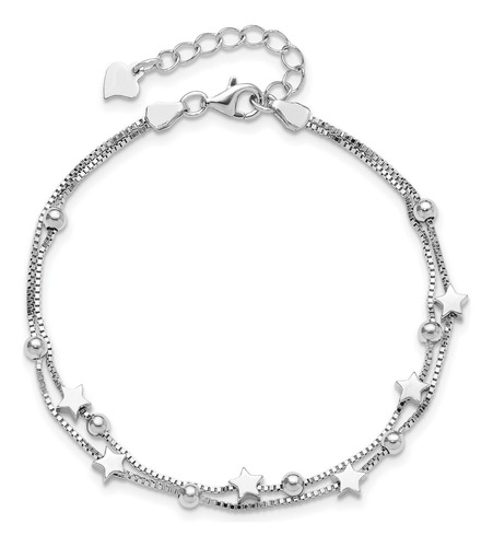 Pulsera Estrellas Y Esferas De Plata Ley 925 + Bolsa + Paño