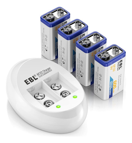 Baterias Elb 9v Li-on Recargables 4u +cargador Micro Usb