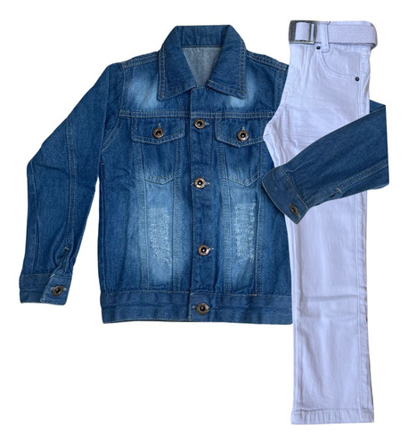 Conjunto Infantil Menino Jaqueta Jeans Calça Jeans Sarja