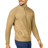 Jaqueta Masculina Blusa De Frio Em Tricot Com Zíper Cores