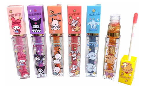 Pack 6 Brillos Lip Gloss Magicos Glitter Sanrio Hello Kitty
