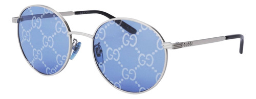 Gucci Gg0944sa 004 Round Metal Plateado Azul Logo