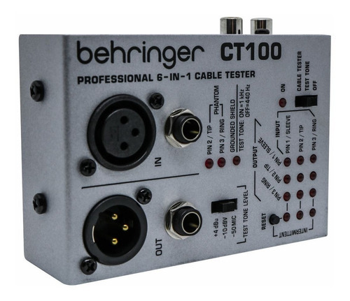 Comprobador De Cables De Audio Xlr Behringer P10 Rca Ct100, Color Plateado