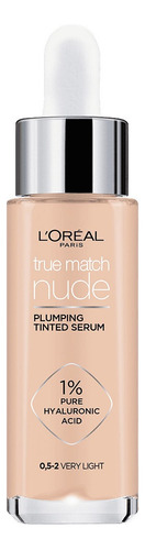 Base De Maquillaje En Líquida L'oréal Paris True Match Nude Plumping Tinted Serum Base Sérum L'oréal Con Color True Match Con Ácido Hialurónico 30ml Tono 0,5-2 Very Light - 30ml