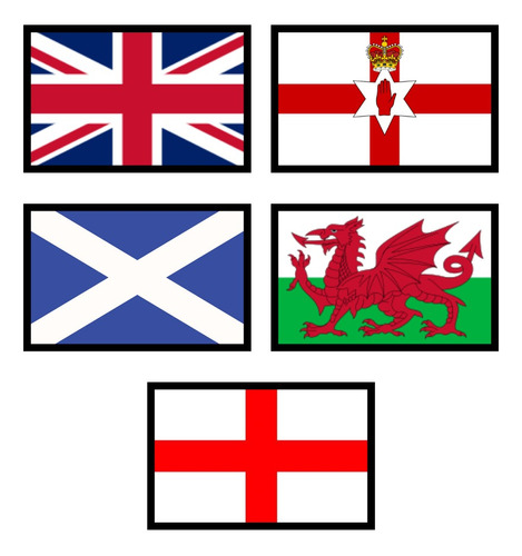 Kit Países Reino Unido Mini Bandeira Bordada Mochileiro