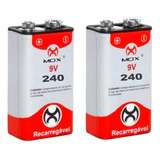 Kit Com 2 Baterias 9 Volts Recarregável 240mah Mox Premium