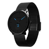 Reloj Hombre Gadnic Malla Acero Minimalista Elegante Negro